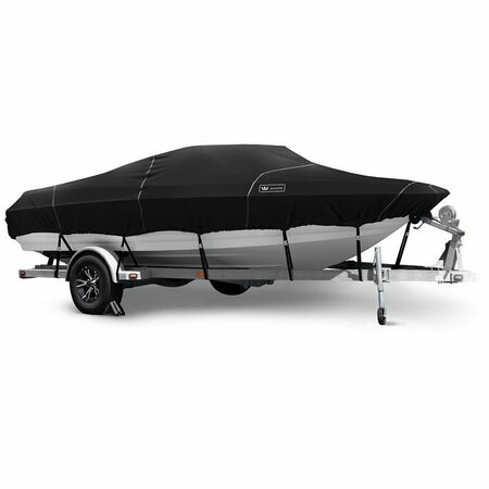 EEVELLE Boat Cover V HULL RUNABOUT Low or No Bow Rails Inboard 33ft 6in L 102in W Black SBVR33102-BLK